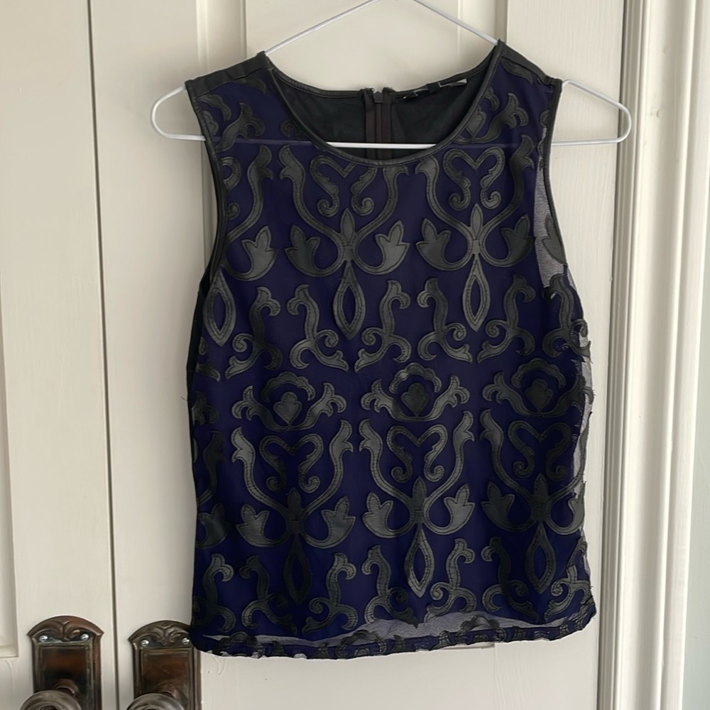 RW&Co top navy and black faux leather
